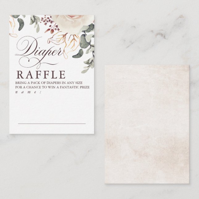 Carte D'accompagnement Tickets De Jeu De Raffle De Fleurs D'Ombre Terre (Devant / Derrière)