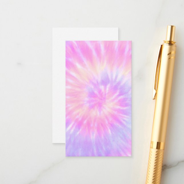 Carte D'accompagnement Tiedye Pastel Rainbow Spirale Hippie Tie Dye (Devant/Arrière en situation)
