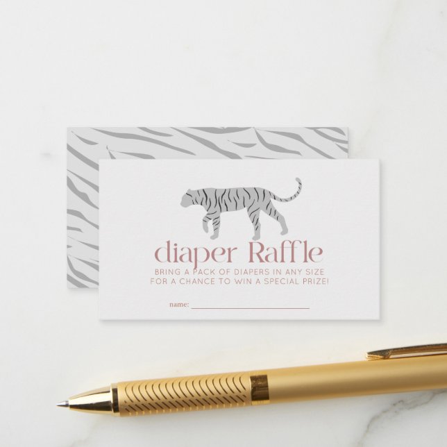 Carte D'accompagnement Tiger Gris Baby shower Déchets Ticket (Devant/Arrière en situation)
