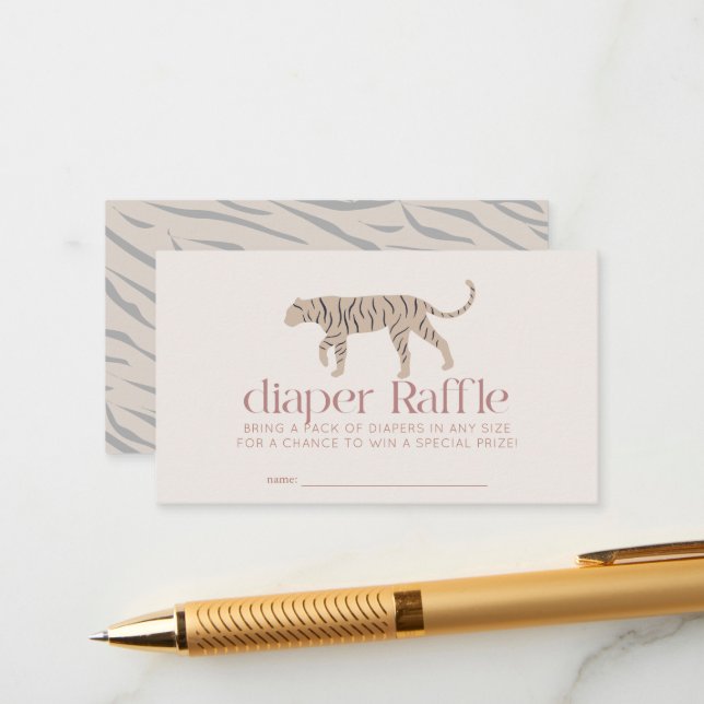 Carte D'accompagnement Tiger Taupe Baby shower Déchets Billet (Devant/Arrière en situation)
