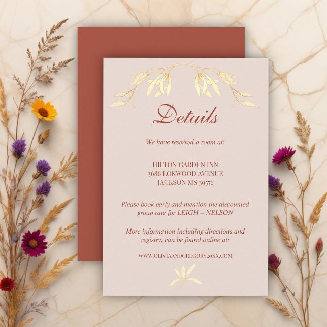 Carte D'accompagnement Timeless Floral Rustic Wedding Details (Créateur téléchargé)