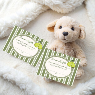 Carte D'accompagnement Tirage au sort couche bébé rétro vert sauge poire