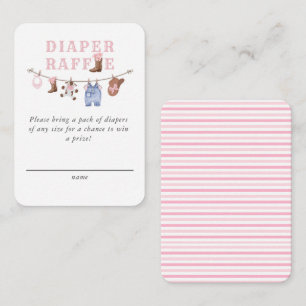 Carte D'accompagnement Tirage au sort de couche bébé rose petite cowgirl 