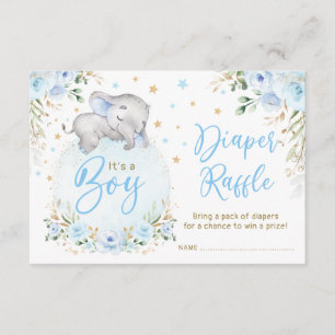 Carte D'accompagnement Tirage au sort de couche garçon éléphant bleu or l
