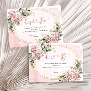Carte D'accompagnement Tirage au sort de couche Minimal Blush Rose Floral