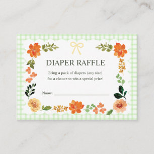 Carte D'accompagnement Tirage au sort de couche pour Baby Shower Gingham