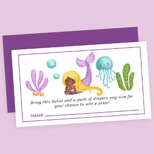 Carte D'accompagnement Tirage au sort de couche pour Baby Shower Sirène A