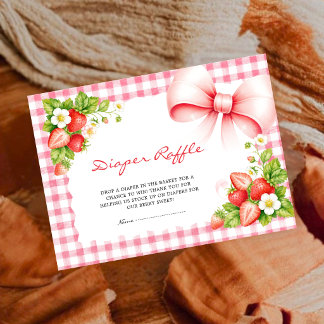 Carte D'accompagnement Tirage au sort de couche rose Gingham fraise Berry