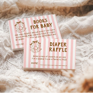 Carte D'accompagnement Tirage au sort de couches Bébé Fille Fête Rose Ray