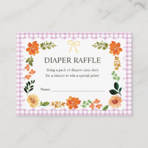 Carte D'accompagnement Tirage au sort de couches Bébé Fille Gingham Vin 0