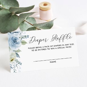 Carte D'accompagnement Tirage au sort de couches bébé Fleurs Bleues et Bl