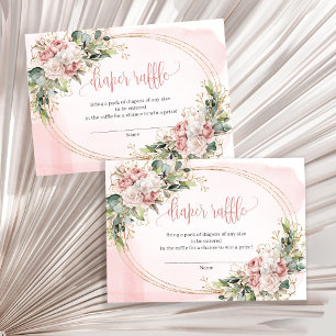 Carte D'accompagnement Tirage au sort de couches Chic Rose Gold Fleurs Ve