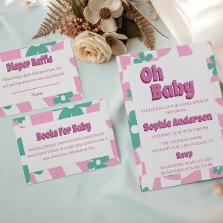 Carte D'accompagnement Tirage au sort de couches modernes florales rose e