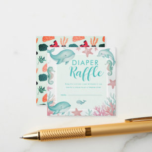 Carte D'accompagnement Tirage au sort de couches océan aquarelle mignon s