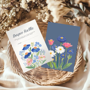 Carte D'accompagnement Tirage au sort de couches pour baby shower Fleur d