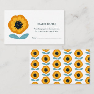 Carte D'accompagnement Tirage au sort de couches pour Baby Shower Fleurs 