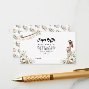 Carte D'accompagnement Tirage au sort de couches pour Baby Shower Floral