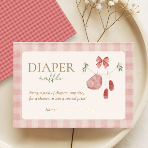 Carte D'accompagnement Tirage au sort de couches pour Baby Shower Rose Cu