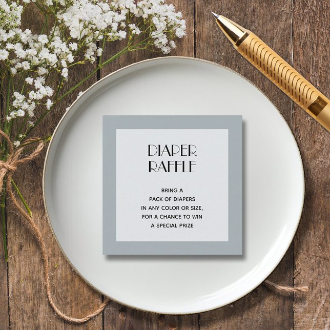 Carte D'accompagnement Tirage au sort de couches pour bébé Shower Bleu Ar (Slate blue boy baby shower Diaper Raffle 2.5" square enclosure cards)
