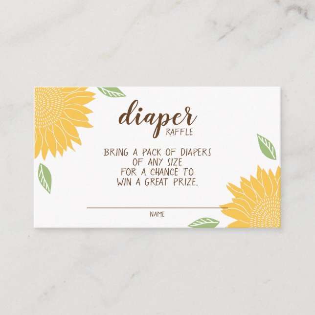 Carte D'accompagnement Tirage de couche bébé Fête Prénatale Tournesol Cam (Devant)