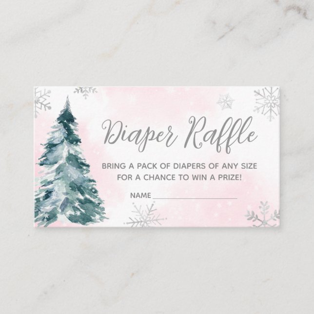 Carte D'accompagnement Tirage de couche Bébé Fille Hiver Rose Froid Showe (Devant)