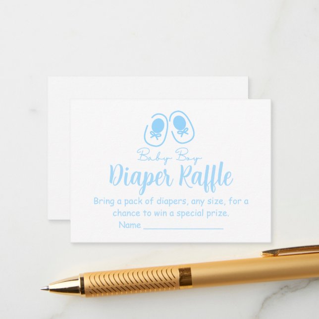Carte D'accompagnement Tirage de couche Bébé Garçon Chaussures Bleues (Devant/Arrière en situation)