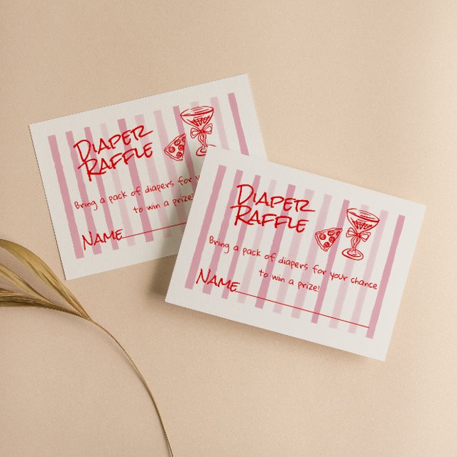 Carte D'accompagnement Tirage de couche bébé pizza rouge rose dessinée à  (Créateur téléchargé)