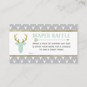 Carte D'accompagnement Tirage de couche, Cerf des bois, Menthe, Gris, Or