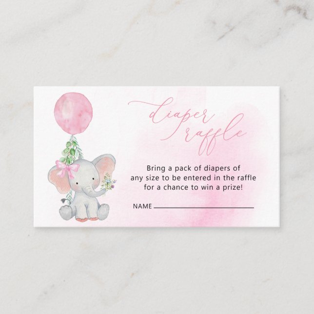 Carte D'accompagnement Tirage de couche éléphant mignon rose Baby Shower (Devant)