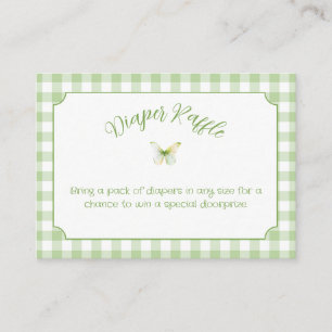 Carte D'accompagnement Tirage de couche gingham vert sauge et papillon