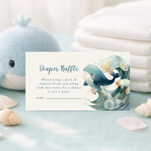 Carte D'accompagnement Tirage de couche Ocean Whale Waves Ivory Baby Show