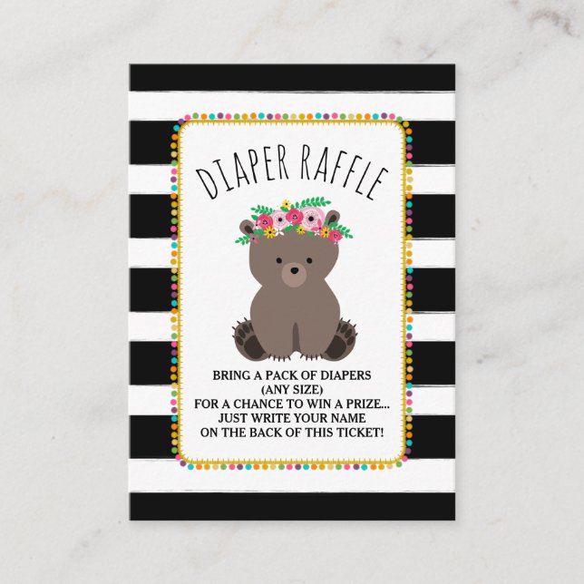 Carte D'accompagnement Tirage de couche pour bébé Boho Bear Stripes (Devant)