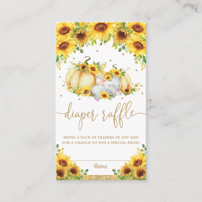 Carte D'accompagnement Tirage de couche pour bébé éléphant tournesol citr (Devant)