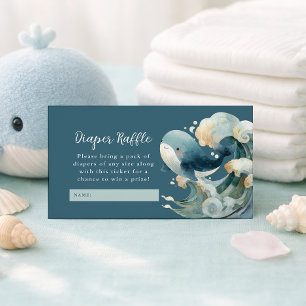 Carte D'accompagnement Tirage de couche pour bébé Ocean Whale Waves Blanc