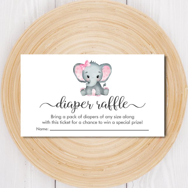 Carte D'accompagnement Tirage de couche rose éléphant mignon Baby Shower  (Créateur téléchargé)