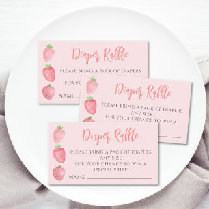 Carte D'accompagnement Tirage de Couches Bébé Fille Fête à Thème Fraise