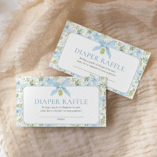 Carte D'accompagnement Tirage de Couches Fleurs Vintage Bleu Baby Shower