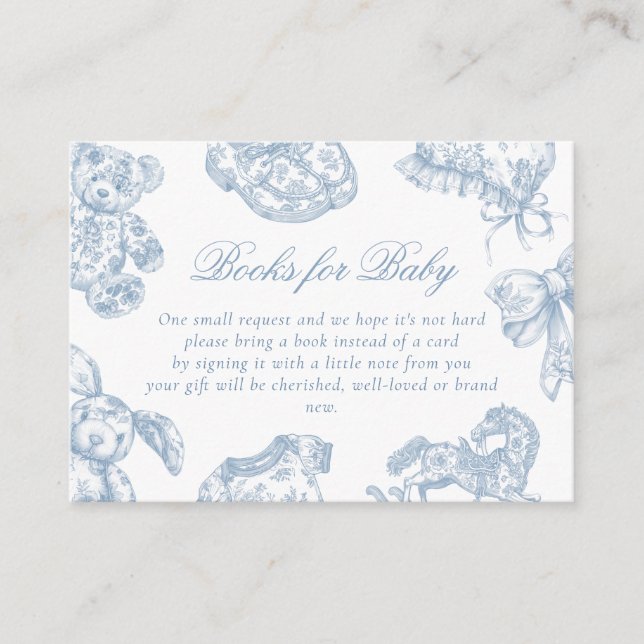 Carte D'accompagnement Toile de Jouy Baby shower Livres pour bébé (Devant)