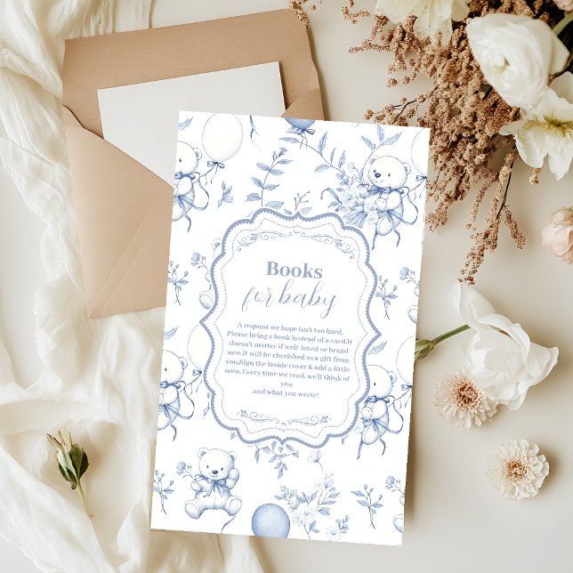 Carte D'accompagnement Toile De Jouy Bear Baby shower Livres pour bébé (Créateur téléchargé)