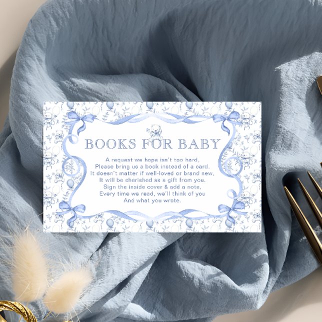 Carte D'accompagnement Toile De Jouy Bear Livres Bleus Pour Bébé (Créateur téléchargé)