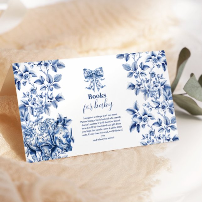 Carte D'accompagnement Toile De Jouy Bow Baby showers Livres pour bébé En (Créateur téléchargé)