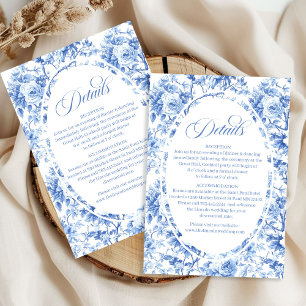 Carte D'accompagnement Toile florale bleue royale pour hébergement de mar