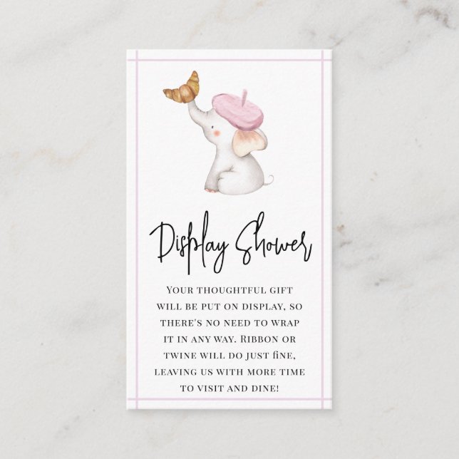 Carte D'accompagnement Toile Français Rose fille Baby shower écran douche (Devant)