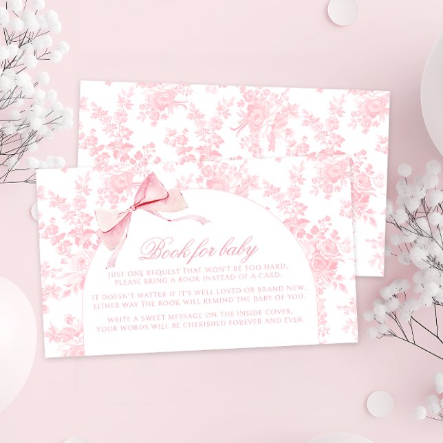 Carte D'accompagnement Toile rose boue florale livre pour bébé fille Douc (Créateur téléchargé)