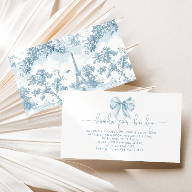 Carte D'accompagnement Tolie Blue French bow Books pour billet bébé (Créateur téléchargé)