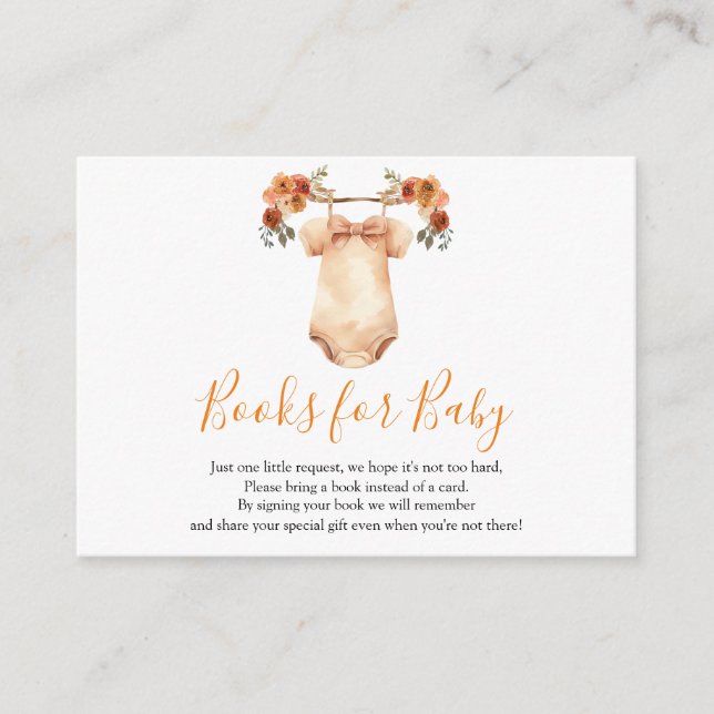 Carte D'accompagnement Tomber Dans L'Amour Baby shower Floral Livres Pour (Devant)
