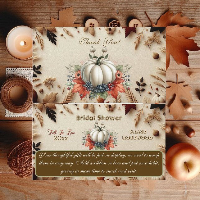 Carte D'accompagnement Tomber dans l'amour Citrouille Rustic Country Fête (Fall In Love Pumpkin Rustic Country Bridal Shower Enclosure Card)