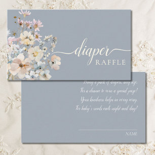 Carte D'accompagnement Tombola de Couches Dusty Blue Wildflower