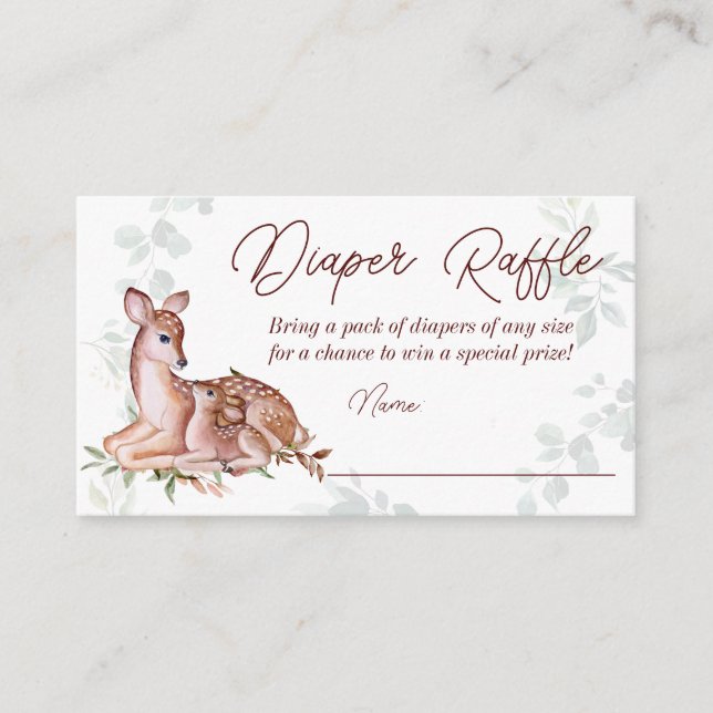 Carte D'accompagnement tombole de baby shower de cerfs (Devant)