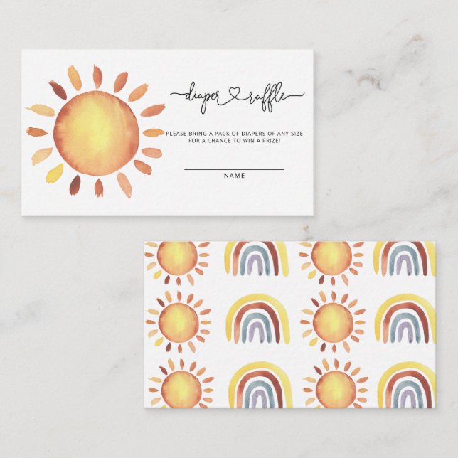 Carte D'accompagnement tombole Sunshine pour bébé (Devant / Derrière)